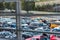 View of the taxi line out an airport window