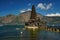 View of the temple above the lake.