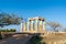 View of the Temple of Apollo in Ancient Corinth in southern Greece