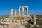 View of the Temple of Apollo in Ancient Corinth in southern Greece