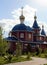 View of the temple in honor of the holy blessed Matrona of the Moscow village of Malye Kibechi, Russia