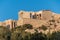 View of the temple of Nike on Parthenon hill in Athens Greece