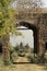 View of a temple through old gate of a fort