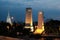 View of temple and tower of Saphan Phut Bridge of Bangkok