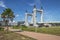 The view of Terengganu Drawbridge as seen from Muara Utara Promenade Park in Seberang Takir of Kuala Terengganu, Malaysia.