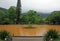 View on Terra Nostra geothermal hot springs water pool, Azores, Portugal