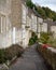 View of terrace houses from the pilgrim church St Mary Tory Chapel, the high point of the town, in Bradford on Avon Wiltshire, UK.