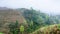 view of terraced fields in rain from Tiantouzhai