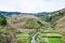 view of terraced gardens and creek in Dazhai