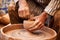 view of a terracotta pottery wheel