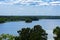 View of the Teterev River from a height in the city park.