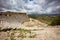 View of the Theater of Segesta on a cloudy day in Italy