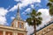 View of thetower of town hall of the city of Huelva, Andalusia, Spain