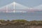 View at three bridges crossing Firth of Forth in Scotland