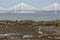 View at three bridges crossing Firth of Forth in Scotland