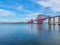 View of the three bridges over the Firth of Forth near Edinburgh, Scotland.