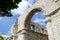 View throughout the stone ruin Cerkvina in old historic town Kastav in Croatia