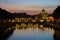 View at Tiber and St. Peters cathedral in Rome, Italy.