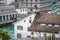 View of the tile roofs of Historical buildings in the center of Zurich.