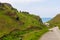 View of Tintagel Island and legendary Tintagel castle.