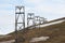 View to the abandoned arctic coal mine equipment in Longyearbyen, Norway.