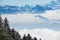 View to the Alps from the Pilatus mountain in Luzern, Switzerland.