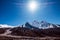 View to Ama Dablam 6814m peak near Dingboche settlement in Sagarmatha National Park, Nepal. Everest Base Camp EBC trekking route