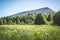 View to ash mountains formed from waste of oil shale mining in Estonia.