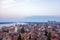 View to Belgrade and the Danube river from the Gardos hill in Zemun, Serbia, in the dusk