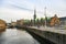 View to Borsen, building of Copenhagen Stock Exchange on the island of Slotsholmen. Copenhagen, Denmark. February 2020