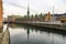 View to Borsen, building of Copenhagen Stock Exchange on the island of Slotsholmen. Copenhagen, Denmark. February 2020