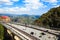 View to the bridge of Montserrat monorail railway, Catalonia, Spain