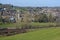 View to Bruton, Somerset, town and church in Spring