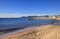 View to Cannes coastline and yacht port, France