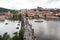 View To Charles Bridge From Top Of Old Bridge Tower In Prague Czech Republic