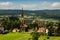 View to the church in small Polish town