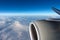 View to clouds through aircraft window