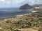 View to coast of Trapani and Monte Cofano, seen from Erice, Trapani province, Sicily, Italy