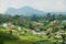 View to the countryside buildings with beautiful landscape in Nuwara Eliya, Sri Lanka.