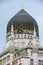 View to the cupola of Yenidze former tobacco factory built in a mosque style in Dresden, Germany.