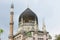 View to the cupola of Yenidze former tobacco factory built in a mosque style in Dresden, Germany.