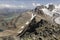 View to Diavolezza with mountains and glaciers, Engadin