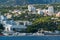 View to the embankment of Yalta from the sea