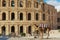 View to the entrance to the El Djem amphitheater in El Djem, Tunisia.