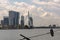 View to Erasmusbrug Erasmus Bridge from across the Nieuwe Maas river