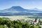 View to extinct volcanoes at Lake Balaton highlands