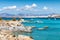 View to the famous Kolymbithres beach on Paros island, Cyclades, Greece