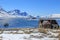 View to the fjord from Qoornoq - former fishermen village, nowdays summer residence in the middle of Nuuk fjord, Greenland