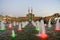 View to the fountain in front of the Amir Chakhmaq Complex in the historical part of Yazd, Iran.