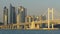 View to Gwangan Bridge in Busan City , South Korea in sunset lights